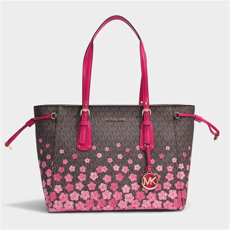 michael kors pink and brown handbag